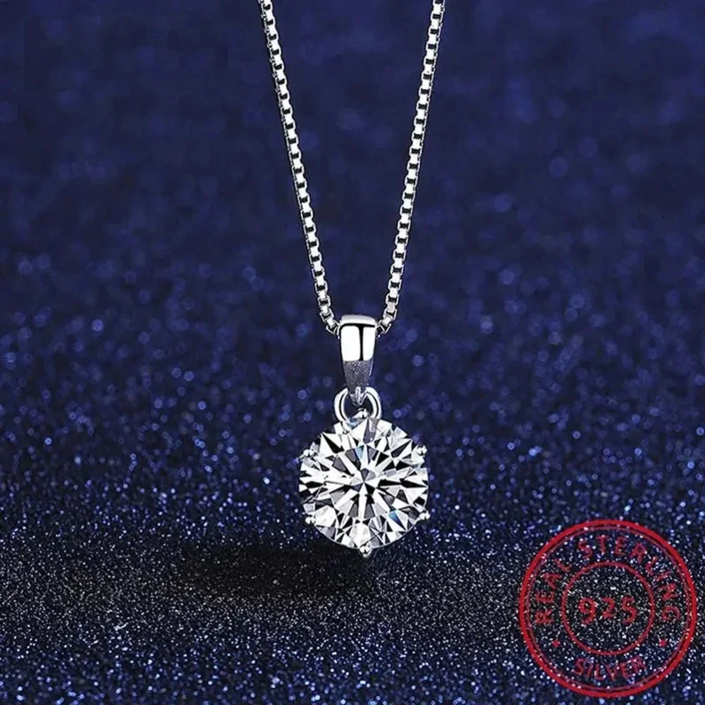 Women's 1 Carat Simulated Diamond Sterling Silver Necklace Size‎ 16-18